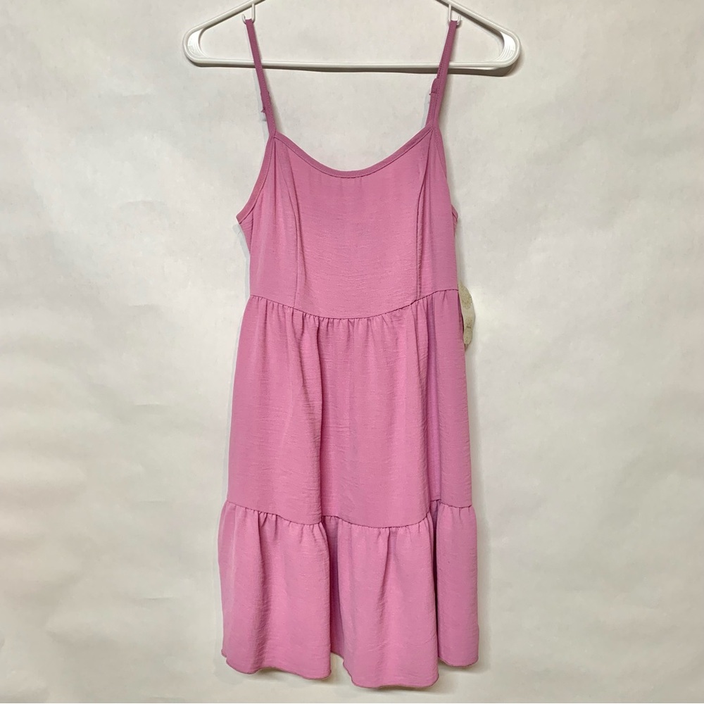 NWT Altar’d State magenta purple tie back bow sleeveless babydoll mini dress S